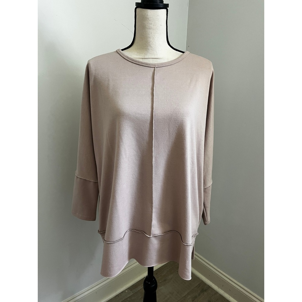 Spanx Crew Neck Sweatshirt Medium Perfect Length Mauve Oversized Loungewear Cozy